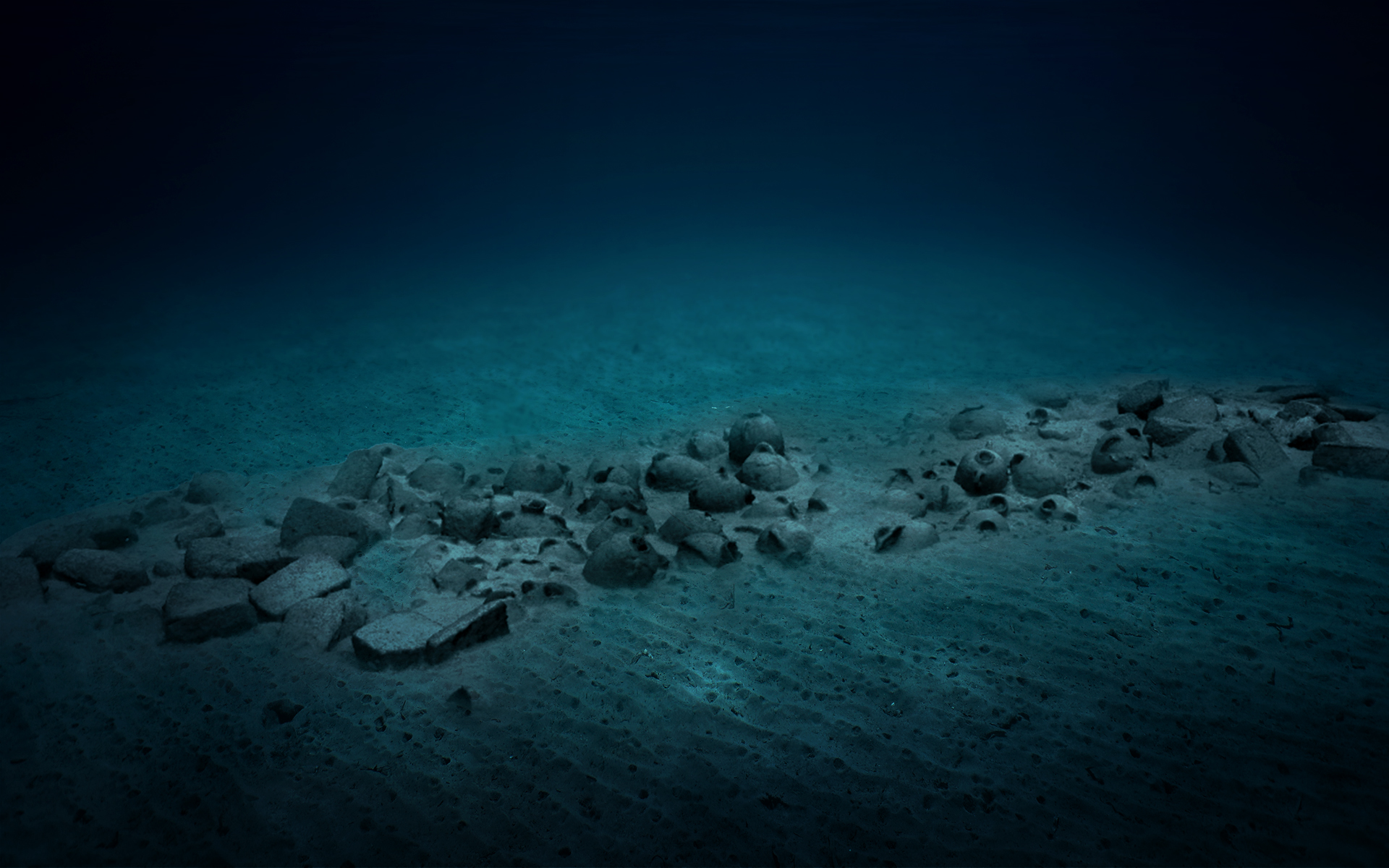 Phoenician shipwreck site on the seabed off Xlendi Bay, Gozo